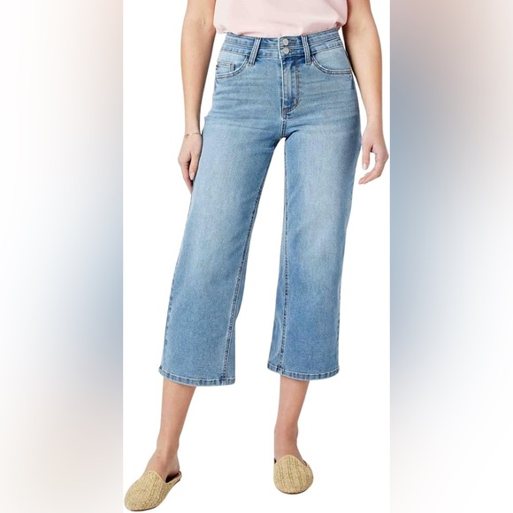 Judy Blue High Waist Double Button Waistband Cropped Wide Leg Jeans Size 15/32 - Picture 3 of 13
